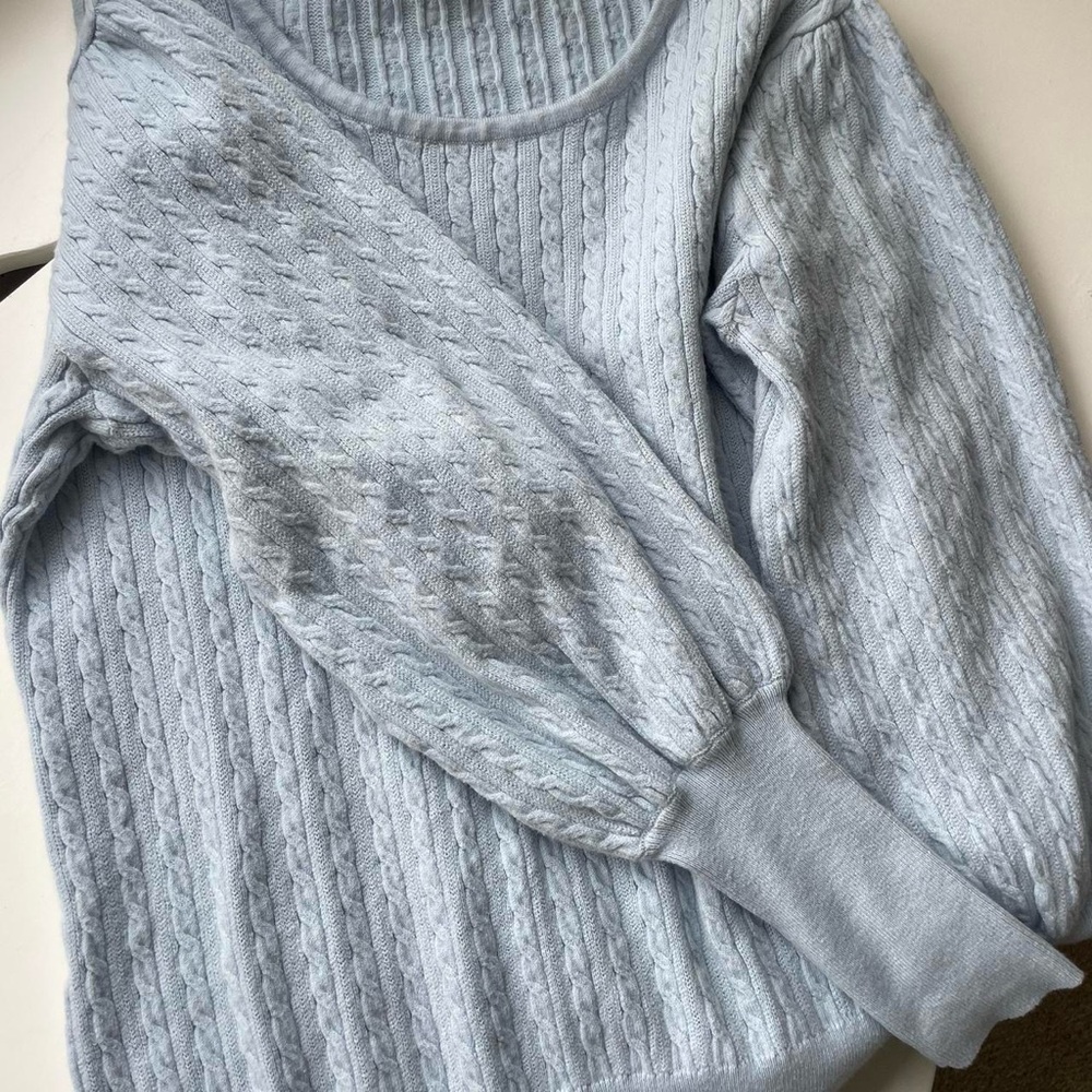 Adrianna Papell Sky Blue Cable Knit Sweater
